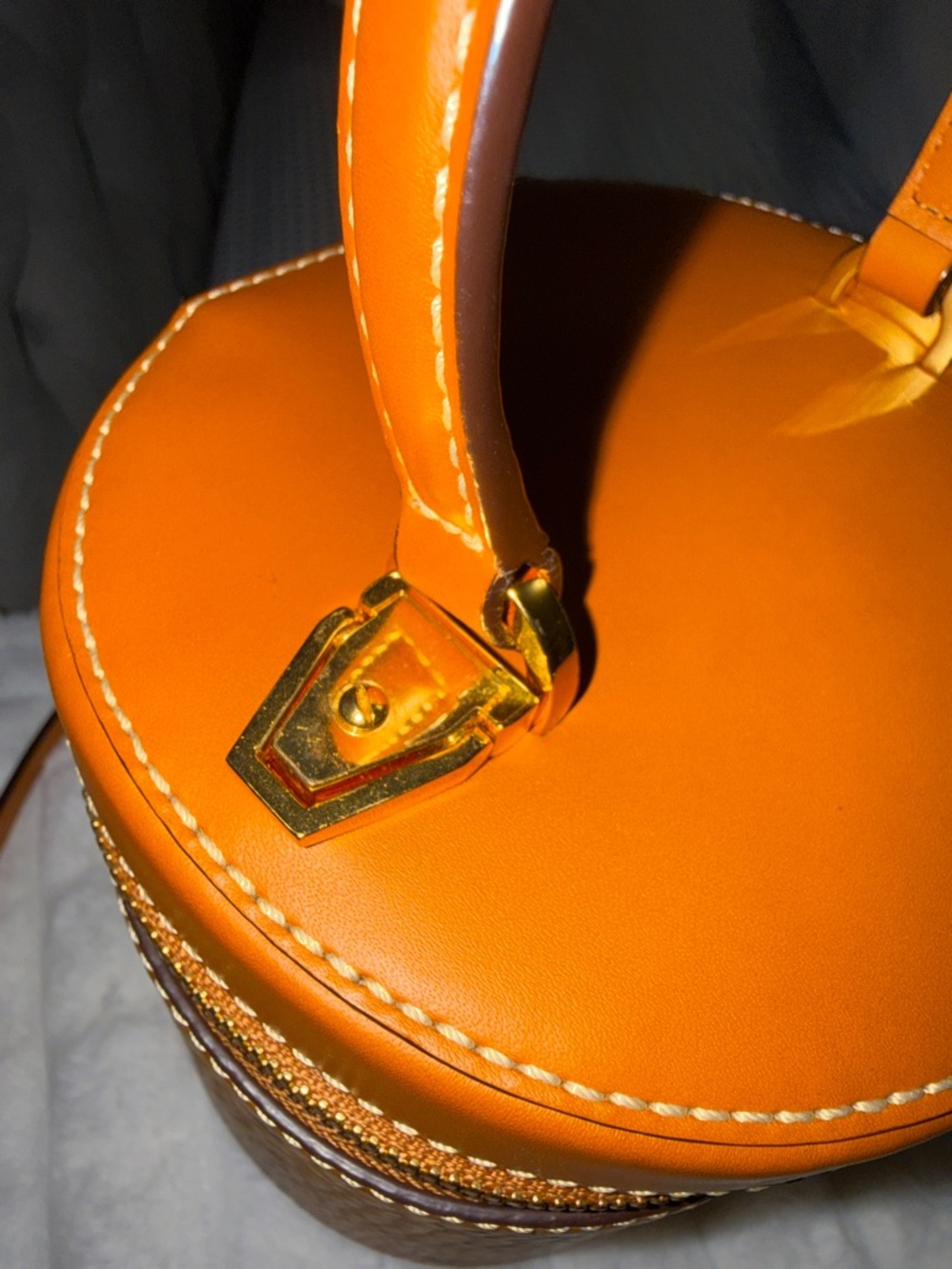 MCM Cognac Visetos Round Top Handle Mini Bag with Gold Hardware🔥🔥 - Picture 3 of 7